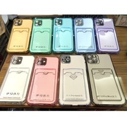 Protective Shockproof TPU Cover Case Solid Pure Colours Cell Phone Cases Anti-drop for iPhone 11Pro 12 Mini 12Pro Put Your Card Design