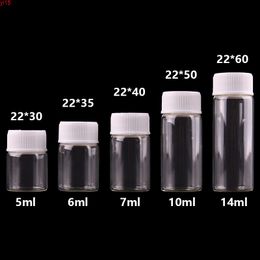 5ml 6ml 7ml 10ml 14ml Mini Clear Glass Bottles with White Plastic Screw Cap Empty Spice Jars DIY Crafts Vialsgood qty