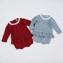 Infant Baby Boys Girls Knit Long Sleeve Top + Shorts Pants Clothing Sets Spring Autumn Kids Boy Girl Suit Clothes 210521