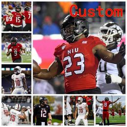 Custom Northern Illinois Huskies NIU College Football Jerseys 11 George Bork 12 CJ Bowers 14 Tears 15 Childers 16 JD Harris Stitched