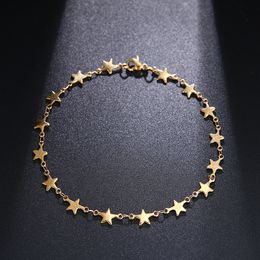 Stainless Steel Chain Bracelets for Man Women Gold Silver Color Pendant Pentagram Donot Fade Jewelry