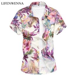 Summer Fashion Men's Floral Short Sleeve Shirt Clothes Trend Mens Slim Fit Casual Print Shirts M-7XL T200505