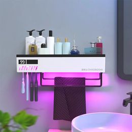 Intelligent Ultraviolet Towel Disinfection Shelf Solar Powerd 99.99% UV Sterilisation Rate Toothbrush Steriliser Holder Bathroom Storage Rack