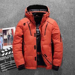 Men's Winter Warm Down Jacket Men Casual Snow Parkas Overcoat White Duck Down Hooded Coat Male Thicken Windbreaker Jacket G1115