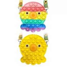 Party Favour Octopus Shoulder Bag Push Bubble Sensory Squishy Stress Reliever Autism Needs Anti-stress Rainbow Fidget Toys For Children Adult