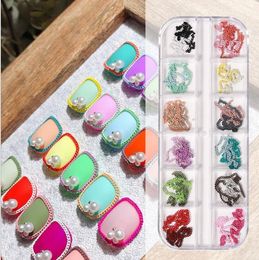 mix colors black red Nail Art Decorations Small chain 12 grids/box Chain Jewelry Diy Charms Mix Rhinestone Decor Fashion Metal Nails Accessories For Manicure Design