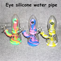 Silicone water pipe smoke hookah with Eye Decoration Smoking Accessories Bongs glass bowl Tobacco Dab Rig hand pipes