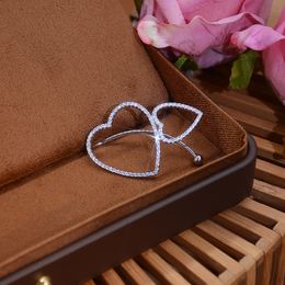 Dangle & Chandelier Korean Big And Small Love Heart Clip On Earrings For Women 2021 New Micro Pave Ear Cuff Earrings