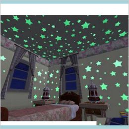 Christmas Decorations Festive Party Supplies Garden 100Pcsbag Wonderful Solid Stars Glow In The Dark 3Cm Fashionable Kids Bedroom Corr