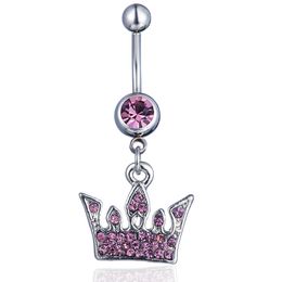 YYJFF D0706 Crown Purple Colour Belly Navel Button Ring