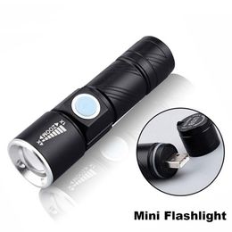 LED Mini Flashlight XPE Chip Portable Torch Outdoor Waterproof USB Rechargeable Built-in Battery Hiking Fishing Camping Light