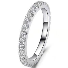 -Sterling Silver 0,55 ct Eternity Bague Bande de mariage NSCD Simulée Diamant Infinity Anneaux pour femmes anniversaire bijoux Femme