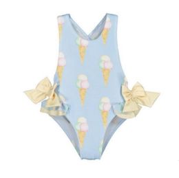 Baby Girl Beautiful Swimming Wear Suits Flamingo Ice Cream Bear Giraffe Cute Print Swimwear Children Swimsuits E10002
