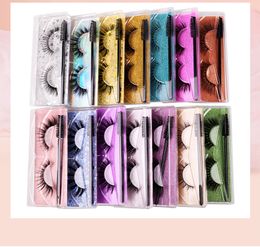 3D False Eyelashes with Eyelash brush Mascara brushes Mink Lashes Hot 15 Styles Dramatic Thick Natural Lashes Wispy Fluffy Eye Makeup Tools DHL