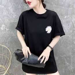 summer O Neck Loose printing short Sleeve Tee Women Sexy Tops Casual Woman T Shirts Large size goth tops plus fashion 210507