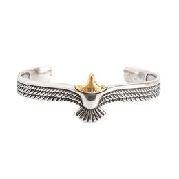 Ethnic Nordic Antique Silver Plated Bangle Vintage Eagle Hawk Cuff Bracelet for Men Women Viking Jewelry Gift Q0719