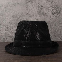 Wide Brim Hats Leather Women Fedora Hat For Dad Jazz Boater Flat Top Gentleman Bowler Porkpie Size 58CM