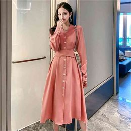 Plus size Autumn Spring Dress Girls Female Vintage Long Sleeve Oversize Women es Shirt Boho Robe Vestido 210423