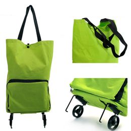 Customised Environmental bag Reusable Folding Supermarket Oxford Fabric Shopping Bag With Wheels Market Trolley Cart