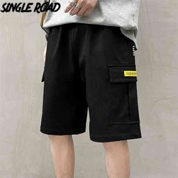 Single Road Mens Cargo Shorts Summer Side Pockets Hip Hop Short Pants Male Japanese Streetwear Casual For 210713