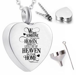 Stainless steel silver family cremation Jewellery ashes urn pendant necklace Jewellery souvenir-with filling kit
