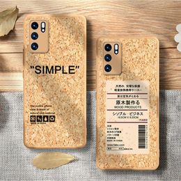 Cork Wood Breathable Phone Cases For Huawei P50 P40 Pro P30 Pro Mate 40 30 Nova 8 7 Pro Soft Silicone Back Cover Capa