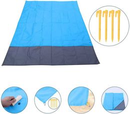 2021 Large Waterproof Beach Blanket Picnic Blanket Floor Mat Folding Outdoor Camping Waterproof and foldable camping nylon bag Y0706