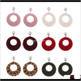 & Hie Drop Delivery 2021 Mix Colour Arrival Hollowed Hoop Dangle Earrings For Women Korea Faux Fur Colourful Ear Wear Fashion Jewellery 24Pair Q9