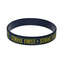 100PCS Strike First Strike Hard No Mercy Silicone Rubber Bracelet Classic Decoration Logo Adult Size Black