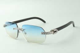 Direct sales XL diamond sunglasses 3524024 with black buffalo horn temples designer glasses, size: 18-140 mm