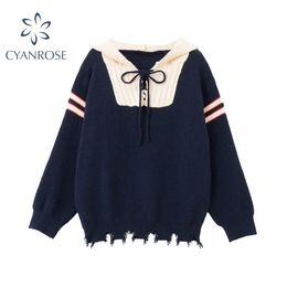 Korean Style Women Sweaters and Pullovers Autumn Winter Long Sleeve Streetwear Knitted Hooded Tops Female Casual 210515