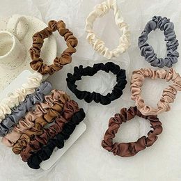 Hair Accessories 6pcs/lot Women Scrunchies Satin Silk Ties Rope Girls Elastic Rubber Band Hairband Ponytail Holders 513#G