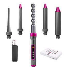 5 in 1 Iron Wand Set 19-32mm Hair Curler Rollers Instant Heating Up Curling Tongs with LCD & Temperature Adjustment