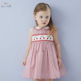 DB16842 dave bella summer baby girl's cute cartoon striped dress children fashion party dress kids infant lolita clothes Q0716