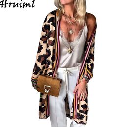 Elegant Cardigan Women Casual Fashion Fall Clothes for Long Sleeve Leopard Print Vintage Sweaters Autumn Winter 210513