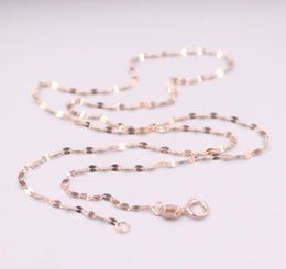 Pure 18K Rose Gold Chain Women 1.8mm Beads O Link Necklace 1.1g /16.5inch