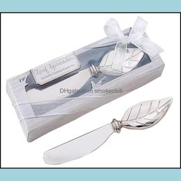 Favor Event Festive Supplies Home & Garden Arrival Leaf Shape Cream Cheese Zinc Alloy Spreader Wedding Party Favors Sier Cake Butter Knife S