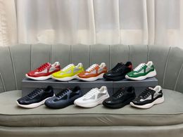 Designer sapatos América Cup tênis de couro patente homens formadores nylon malha preta rendas ao ar livre corredor treinador sapato