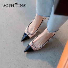 SOPHITINA Elegant Transparent Style Pumps Shoes Women Heels Thin Crystal Wedding Beautiful Summer Pointed Toe Pumps FO134 210513