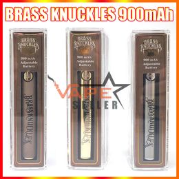 E Cigarette Brass Knuckles Battery 900mAh Gold Wood Silver Recarregável VV Preheat Batteries Vape Pen Para 510 Thread Cartridges