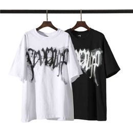 Summer 2022 Fashion Brand Revenge Smoke Skeleton Dark High Street Men's and Women's Short Sleeve T-shirt