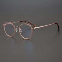 Fashion Sunglasses Frames Brand Acetate Titanium Glasses Frame Men Women Korean Eyeglasses Retro Round Spectacles Eyewear