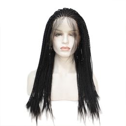 Box Braid Braided Crochet Lace Front Synthetic Wig 18 24 Inches Simulation Human Hair Lace-Frontal Wigs For Women MG4957