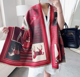 Autumn and winter all-match long thick scarf women Korean style simple warm cashmere plaid horse shawl scarf wholesale