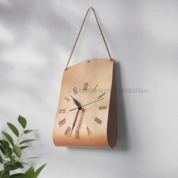 Wall Clocks Bag-shaped Creative PU Clock Modern Art Retro Leather Living Room Bedroom Silent Decorative