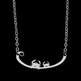 Stainless Steel Chains Necklace Silver Colour Animal Crab Pendant for Women Fashion Jewellery Gift