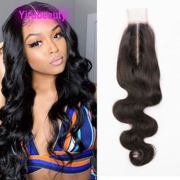 Indian 2X6 Lace Closure Baby Hairs Straight Deep Wave Yaki Middle Part 12-24inch Wholesale Remy 100% Human Hair Top Closures Yirubeauty 5 Pieces