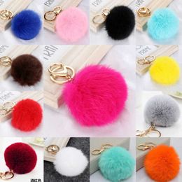 Multi Colour Rabbit Fur Ball Keychain Bag Plush Car Key Holder Pendant Key Chain Rings For Women 2022 Fashion Jewellery