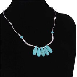 women's water drop beads Tibetan silver turquoise Pendant Necklaces fashion gift national style women DIY necklace pendants