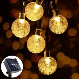 LED solar 1.8cm bubble balls light string outdoor garden decoration lights crystal ball plug-in USB dual-use